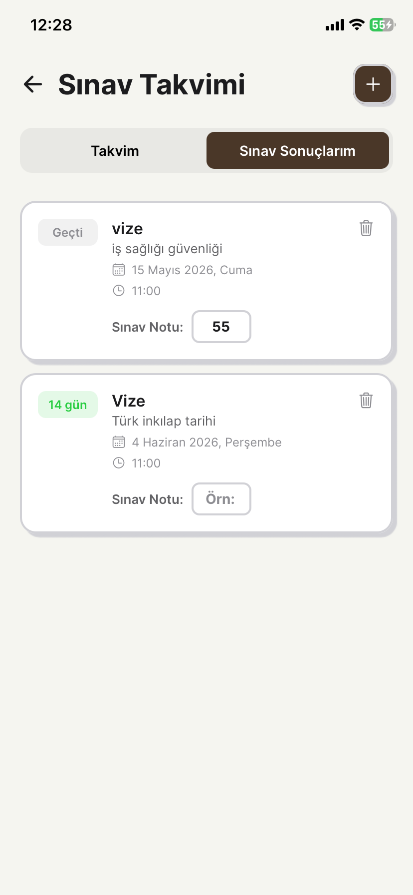Sınav Takvimi